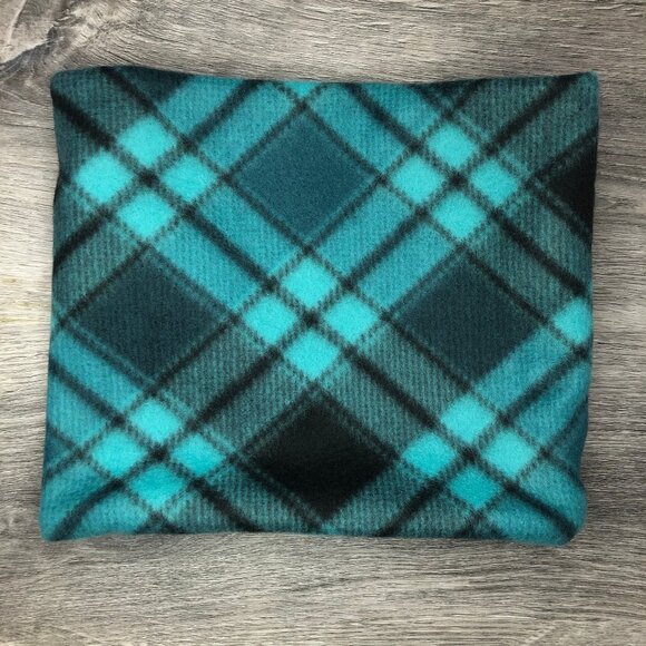 Turquoise teal black Plaid Tartan Snood gaiter neck warmer fleece Scarf Tube - Picture 2 of 9